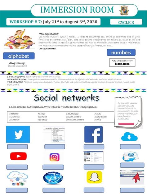 Social Networks Interactive Worksheet Social Media Worksheet Social Media Network Literacy