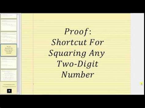 Proof Shortcut Method Of Squaring A Two Digit Number YouTube