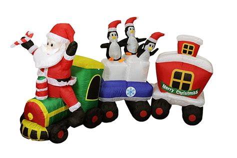 82 Inflatable Lighted Santa Express Train Christmas Outdoor Decoration