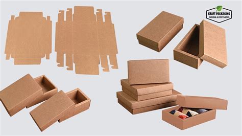 Folding Of Brown Kraft Boxes With Lid Has A Wide Border On Base Sides