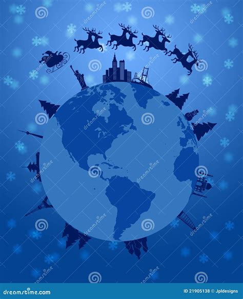 Santa With A World Map Vector Illustration | CartoonDealer.com #163368110