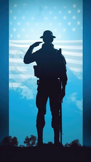 Premium Ai Image A Silhouette Of A Soldier Saluting The Flag