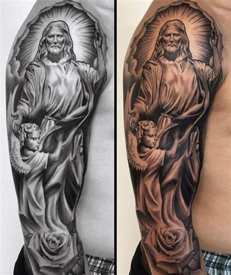 53 Amazing Catholic Tattoos for Men [2024 Inspiration Guide] | Half sleeve tattoo, Half sleeve ...