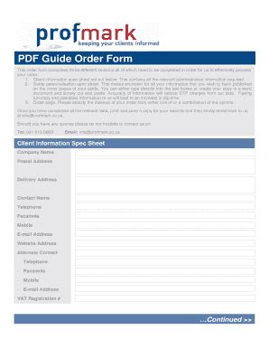 Fillable Online Profmark Co Pdf Guide Order Bformb Continued Fax Email