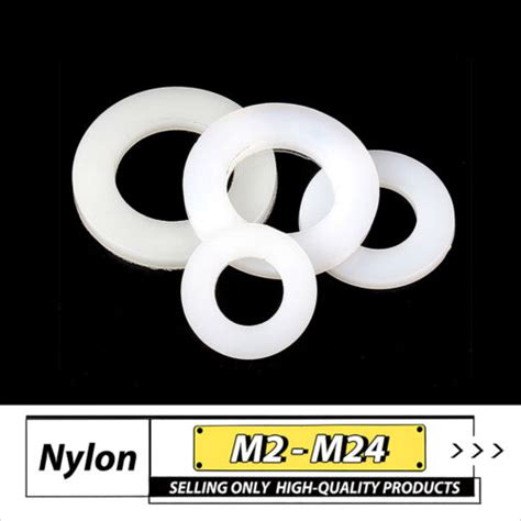 M2 M24 White Nylon Flat Plain Washers Plastic Penny Washers Mudguard