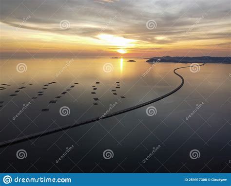 Aerial View Penang Second Bridge In Dramatic Sunset Stock Photo Image