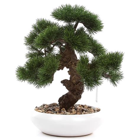 Sztuczne drzewko Bonsai Pinus Sosna 37 cm w białej doniczce