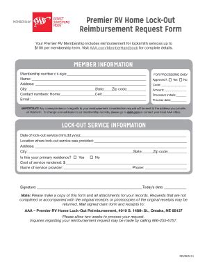 Fillable Online AAA Home Lock Out Reimbursement Form Aaamichcom Fax