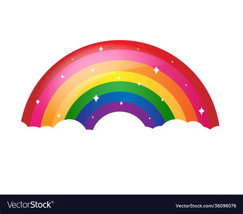 Cartoon Rainbow With Stars And White Background Vector Image