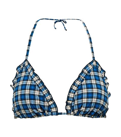 Ganni Checked Triangle Bikini Top GANNI