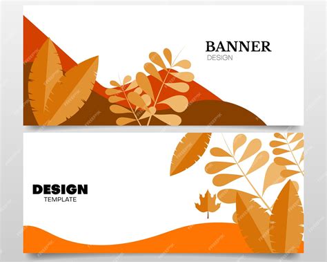 Premium Vector Autumn Banner Set With Leaves And Hand Drawn Abstract