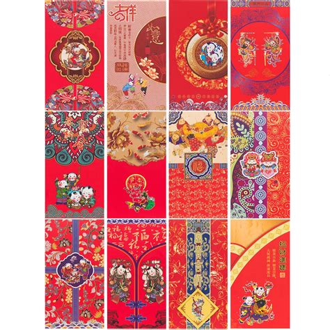 36 Pieces Chinese New Year Red Packets Traditional Lai See Hong Bao