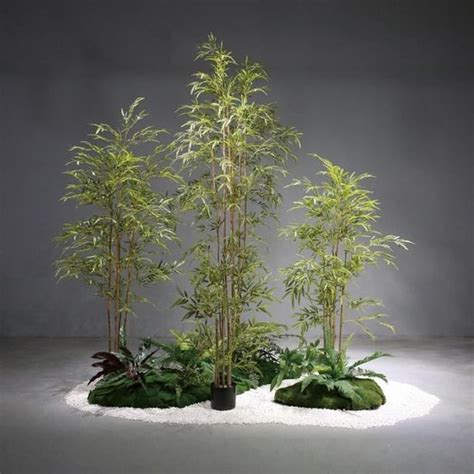 Lot De Bamboo Artificiel Cm Tronc Branches Naturels Plante