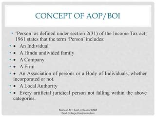 TAX ASSESSMENT OF ASSOCIATION OF PERSONSB AOP BODY OF IDIVIDUALS BOI