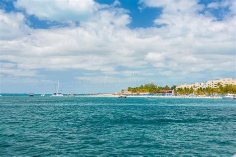 Port With Sailboats And Ships In Isla Mujeres Island In Caribbean Sea