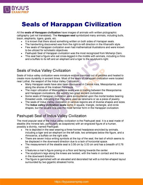 Seals of harappan civilization upsc notes 34 - Seals of Harappan ...