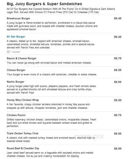 Menu Of 99 Restaurant And Pub In Billerica Ma 01821