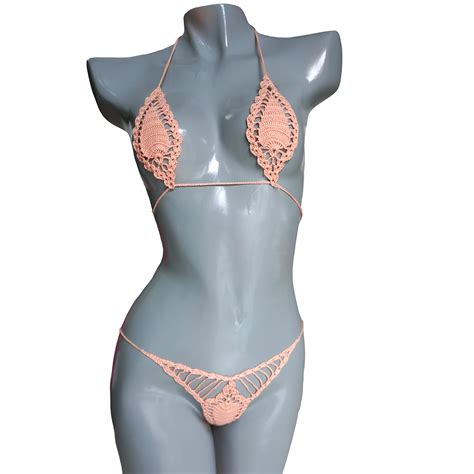 Buy Crochet Extreme Micro G String Bikini Light Peach Micro Teardrop