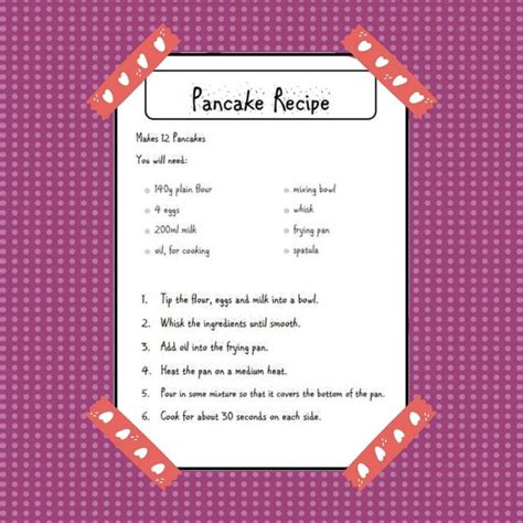 Pancake Recipe Written Instructions Petal Resources