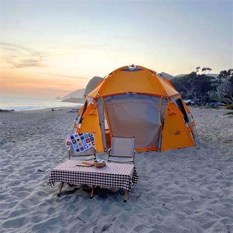 Beach tent setup with Beehive Camping in 2024 | Beach tent, Tent camping, Beach picnic