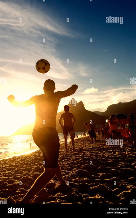 Brazilians Playing Keepy Uppy Altinho Futebol Beach Football Soccer