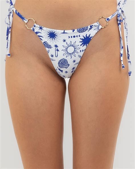 Shop Kaiami Beach Days Ring Bikini Bottom In White Blue Fast Shipping