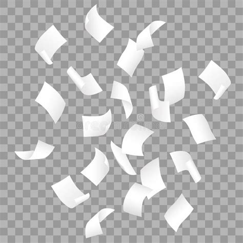 Simple Vector Of Falling White Blank Papers On Transparent Background