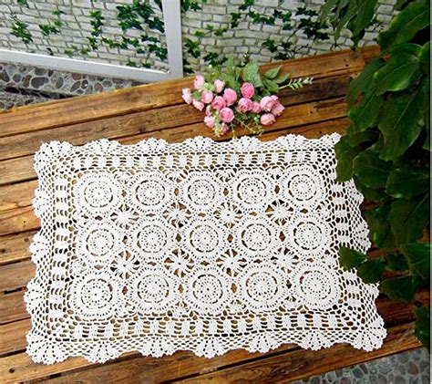 Amazon Damanni Rectangular Cotton Handmade Crochet Lace Table