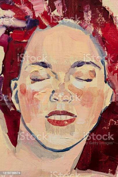 Watercolor Painting Female Portrait Handmade Stock Illustration