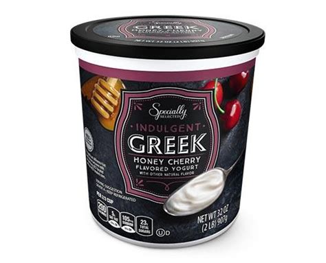 Specially Selected Indulgent Honey Peach Or Cherry Greek Yogurt Aldi