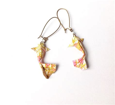 Boucles D Oreilles Origami Carpe Japonaise Ko Bijou Origami Bo