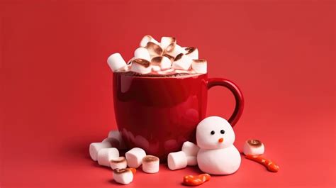 Red Hot Chocolate Mug With Melted Marshmallows Illustration