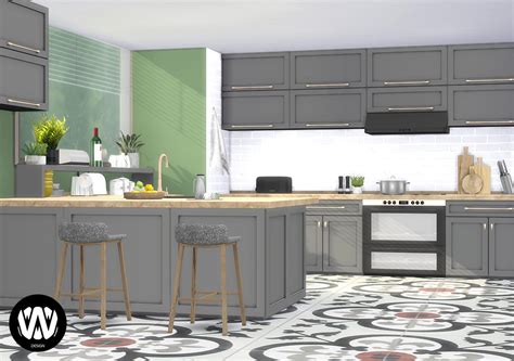 Sims 4 Cc Kitchen Opening Opuntia Kitchen Sims 4 Kitchen Cabinets | Hot ...