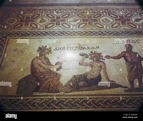 Fine Arts Ancient World Roman Empire Mosaic Dionysos And Ikarios