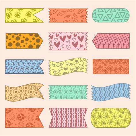 Colecci N De Cintas Washi Dibujadas A Mano Vector Gratis