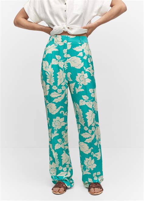 Printed Straight Trousers Women Mango Outlet Usa