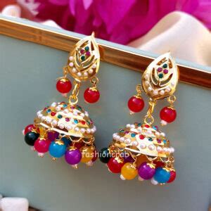 Pearl Studded Small Jhumka Earrings Multicolor Fashioncrab