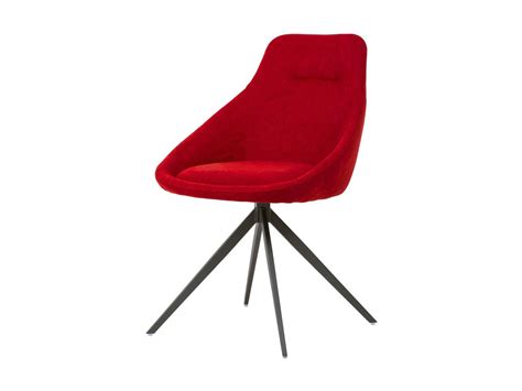 Chaise pivotante à 180º avec accoudoirs tissu rouge et pieds métal noir