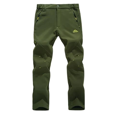 Men Women Outdoor Hiking Pants Warm Softshell Pants Plus Velvet Hunting