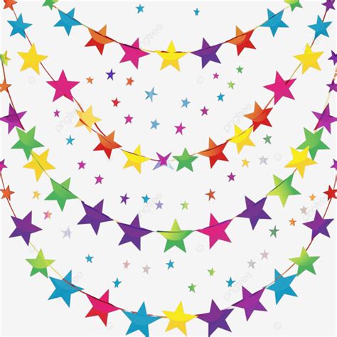 Rainbow Stars Pride Month Garland Bunting Divider Simple Clipart Star