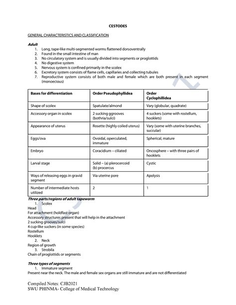 Trematodes And Cestodes Introduction For Clinical Parasitology Subject