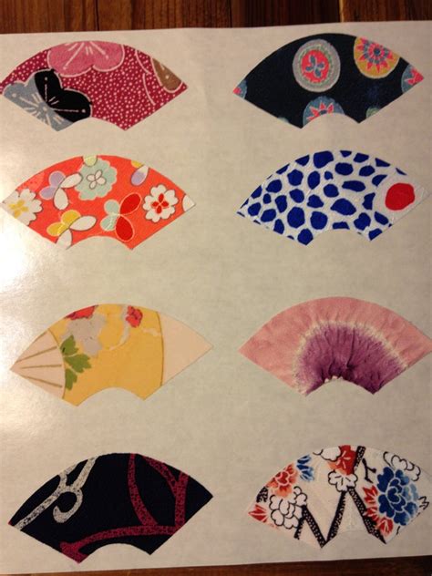 50 Silk Fabric Stickers Fan Designs Cut By Hand Make Your Own Etsy