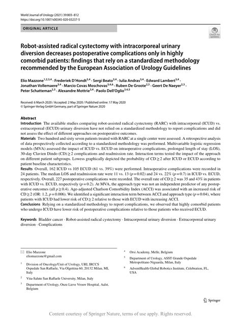 Robot Assisted Radical Cystectomy With Intracorporeal Urinary Diversion