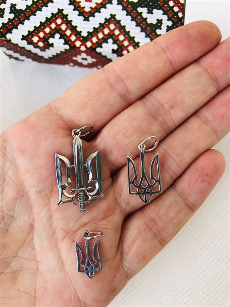 Tryzub Silver Pendant Ukrainian Trident Tryzub Necklace Etsy