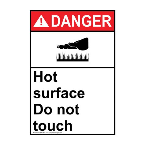 Vertical Hot Surface Do Not Touch Sign Ansi Danger Hot Burn