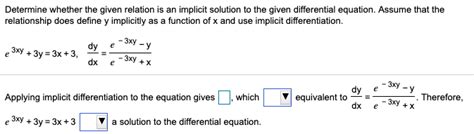 Solved Determine Whether The Given Relation Is An Implicit