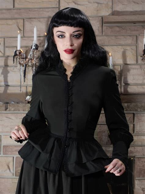 Scarlet Darkness Elegant Eenkleurig Blouse Contract Kant Laagjes