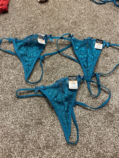 NWT VTG 80s 90s Delicates Thong Nylon Bikini G String Gem