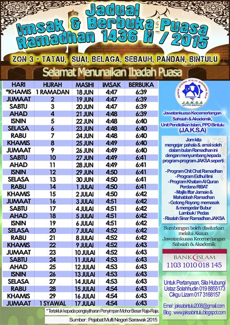 Jadual Solat Bintulu 2015 Pdf