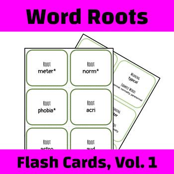 Word Roots Flash Cards Volume Print Cut Cards By Classroom Camp